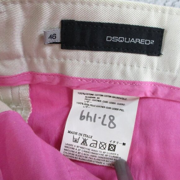 Dsquared Sexy Cargo Shorts Mens 46 Beige Made in Italy Patches Arrow Button Fly - Picture 9 of 13